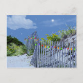 Beach Fence & Dunes Kerstlampjes Feestdagenkaart (Voorkant)