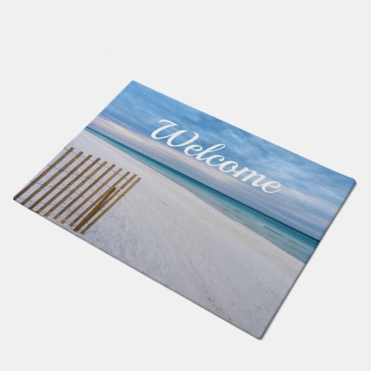 Beach Fence Ochtend Destin Florida Welkom Deurmat (Schuin)