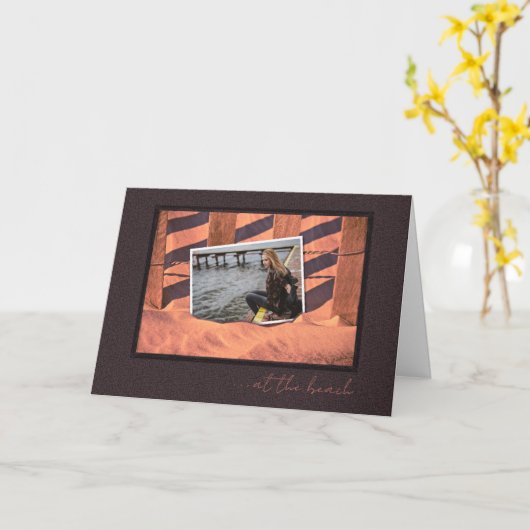 Beach Fence Photo Template Kaart (Gele Bloem)