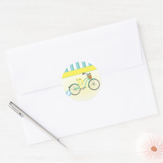 Beach-fiets Ronde Sticker (Envelop)