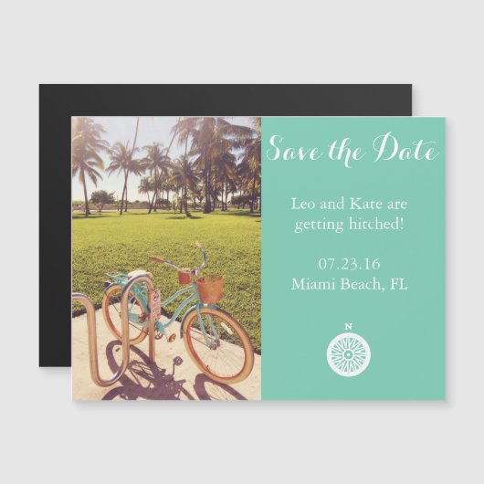 Beach fiets Save the Date Magnet Magnetische Uitnodiging (Voorkant / Achterkant)