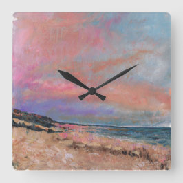 Beach Fine Art Painting Vierkante Klok
