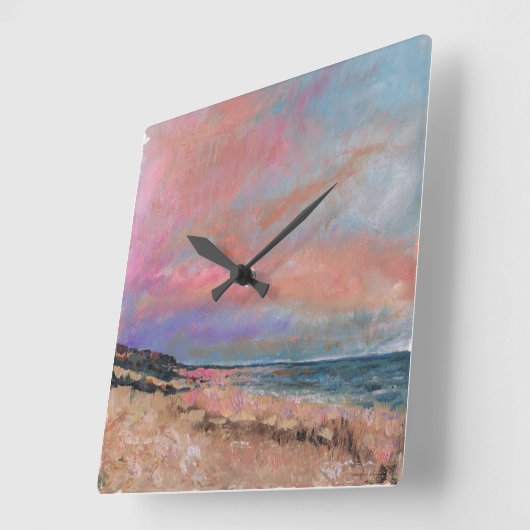 Beach Fine Art Painting Vierkante Klok (Hoek)