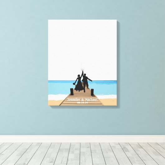 Beach Fingerprint ballon Guestbook Canvas Afdruk (Insitu (Houten vloer))