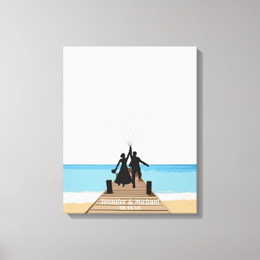 Beach Fingerprint ballon Guestbook Canvas Afdruk (Voorkant)
