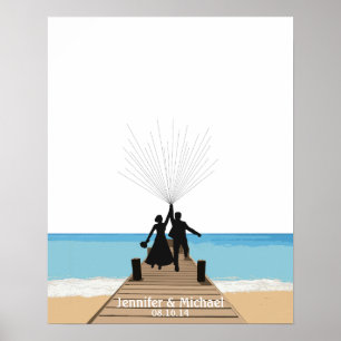 Beach Fingerprint ballon Guestbook Poster