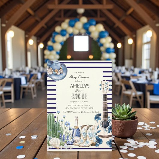  beach first rodeo coastal baby shower kaart