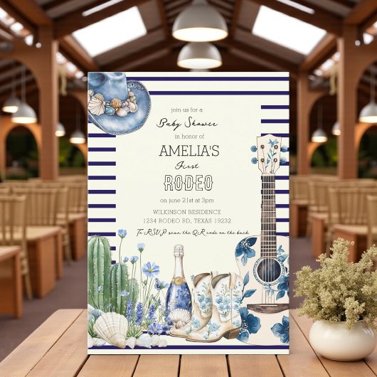  beach first rodeo coastal baby shower kaart