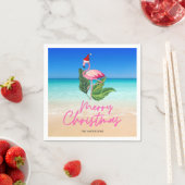 Beach Flamingo Florida Merry Kerstmis Servet (Insitu)