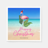 Beach Flamingo Florida Merry Kerstmis Servet (Voorkant)