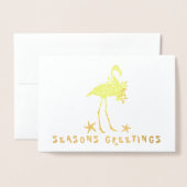 Beach Flamingo Gold Foil Kaarten met kerstmis (Voorkant met envelop)