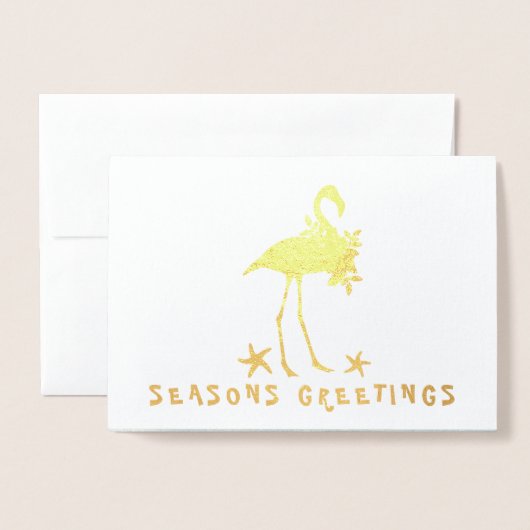 Beach Flamingo Gold Foil Kaarten met kerstmis (Voorkant met envelop)