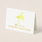Beach Flamingo Gold Foil Kaarten met kerstmis (Voorkant)