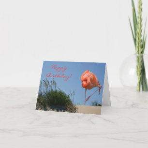 Beach Flamingo Happy Birthday Card Kaart