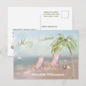 Beach Flamingo Merry kerstbudget Briefkaart (Voorkant / Achterkant)