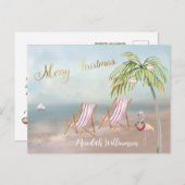 Beach Flamingo Merry kerstbudget Briefkaart (Voorkant / Achterkant)