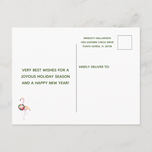 Beach Flamingo Merry kerstbudget Briefkaart (Achterkant)