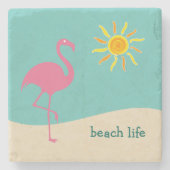 Beach Flamingo Theme Stenen Onderzetter (Voorkant)