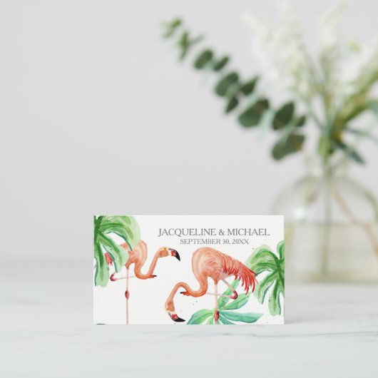 Beach Flamingo Tropical Leaf Escort Table Seating Plaatskaartje (Staand voorkant)