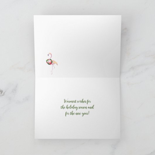 Beach Flamingo Wreater Unique Kerstmis Kaart (Binnen)
