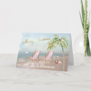 Beach Flamingo Wreater Unique Kerstmis Kaart