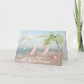 Beach Flamingo Wreater Unique Kerstmis Kaart (Voorkant)