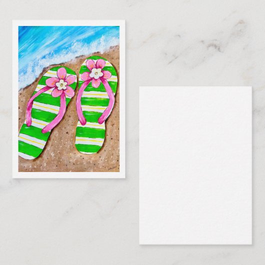 Beach flip flop Flat Note Cards Notitiekaartje (Voorkant / Achterkant)