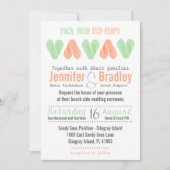 Beach Flip Flop Hearts Weddenschap Invitation Mint Kaart (Voorkant)
