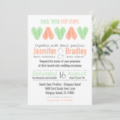 Beach Flip Flop Hearts Weddenschap Invitation Mint Kaart (Staand voorkant)