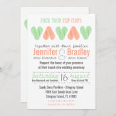 Beach Flip Flop Hearts Weddenschap Invitation Mint Kaart (Voorkant / Achterkant)