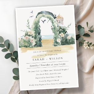 Beach Floral Arch Botanical Couples Shower Invite Bedankkaart