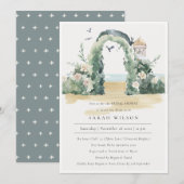 Beach Floral Arch Botanisch Vrijgezellenfeest Invi Bedankkaart (Voorkant / Achterkant)