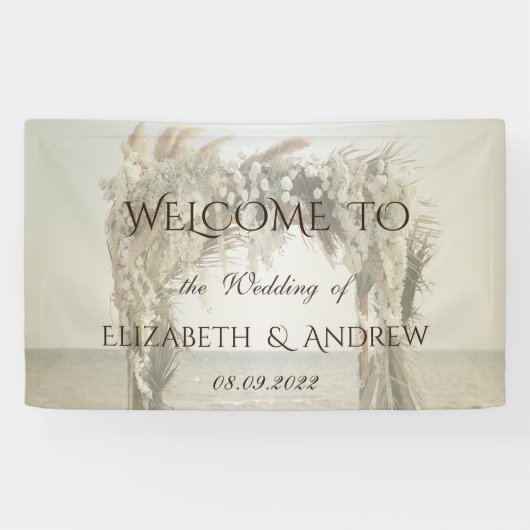 Beach Floral Arch Wedding Spandoek (Horizontaal)