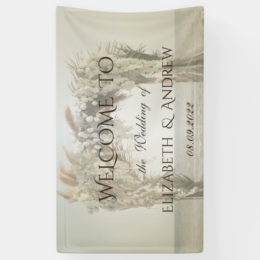 Beach Floral Arch Wedding Spandoek (Verticaal)
