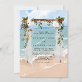 Beach Floral Canopy Tropical Modern Wedding Kaart (Voorkant)