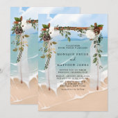 Beach Floral Canopy Tropical Modern Wedding Kaart (Voorkant / Achterkant)