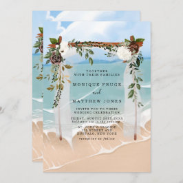 Beach Floral Canopy Tropical Modern Wedding Kaart