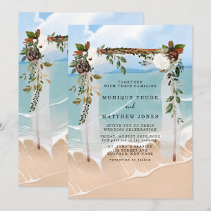 Beach Floral Canopy Tropical Modern Wedding Kaart