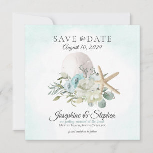 Beach Floral Sand Dollar Starfish Save the Date