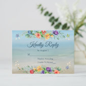 Beach Floral Waterverf Wedding RSVP (Staand voorkant)