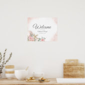 Beach Floral Weddenschap Welkomstteken Poster (Keuken)