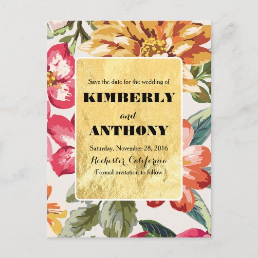 Beach Flowers Destination Bewaar de datum Aankondigingskaart (Voorkant)