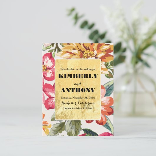 Beach Flowers Destination Bewaar de datum Aankondigingskaart (Staand voorkant)