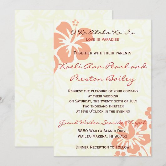 Beach Flowers - Koraal (5 x 7) Kaart (Voorkant / Achterkant)