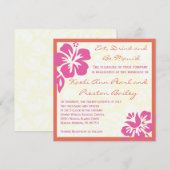 Beach Flowers Pink Oranje Weddenschap Kaart (Voorkant / Achterkant)