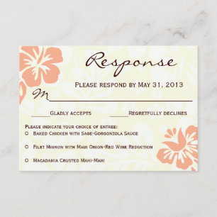 Beach Flowers RSVP - Coral Kaartje