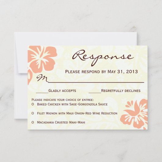 Beach Flowers RSVP - Coral Kaartje (Voorkant)