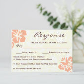 Beach Flowers RSVP - Coral Kaartje (Staand voorkant)