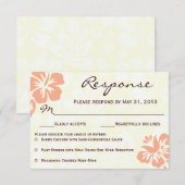 Beach Flowers RSVP - Coral Kaartje (Voorkant / Achterkant)
