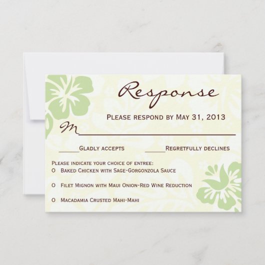 Beach Flowers RSVP - Green Kaartje (Voorkant)